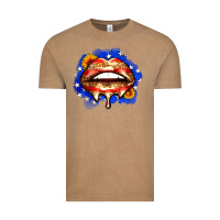 Vintage Coffee leopard american flag lips Vintage Tee - Zillion Design Studio