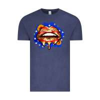 Vintage Denim leopard american flag lips Vintage Tee - Zillion Design Studio