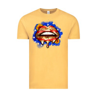 Vintage Mustard leopard american flag lips Vintage Tee - Zillion Design Studio