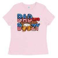 Bubblegum Pink bad and boozy usa Ladies Tee - AdoDesignShop