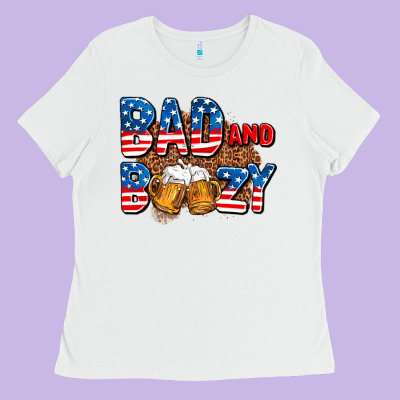 Bad And Boozy Usa Ladies Tee Designed By Adodesignshop