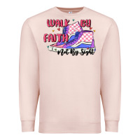 Pale Pink walk by faith Premium Sweatshirt - MaliasSmallBusiness