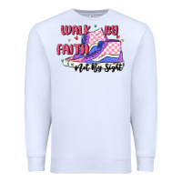 White walk by faith Premium Sweatshirt - MaliasSmallBusiness