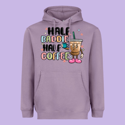 Half Baddie Half Coffee Heavyweight Hoodie Designed By Maliassmallbusiness