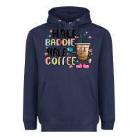 Navy half baddie half coffee Heavyweight Hoodie - MaliasSmallBusiness