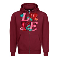 Burgundy love with balloons Zipper Hoodie - AdoDesignShop