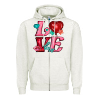 Oatmeal Heather love with balloons Zipper Hoodie - AdoDesignShop