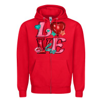 Red love with balloons Zipper Hoodie - AdoDesignShop
