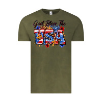 Vintage Olive god bless the usa Vintage Tee - Zillion Design Studio