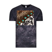 Cloud Black leopard and cowhide gemstone leather Vintage Tee - BarkalooDesign