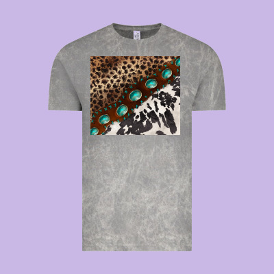 Leopard And Cowhide Gemstone Leather Vintage Tee Designed By Barkaloodesign