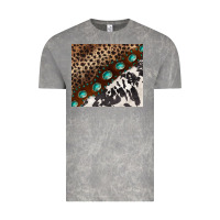 Cloud Rock leopard and cowhide gemstone leather Vintage Tee - BarkalooDesign