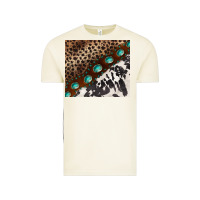 Vintage Arctic leopard and cowhide gemstone leather Vintage Tee - BarkalooDesign