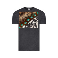 Vintage Black leopard and cowhide gemstone leather Vintage Tee - BarkalooDesign