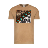 Vintage Camel leopard and cowhide gemstone leather Vintage Tee - BarkalooDesign