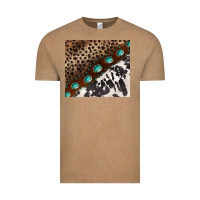 Vintage Coffee leopard and cowhide gemstone leather Vintage Tee - BarkalooDesign