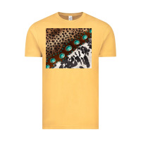 Vintage Mustard leopard and cowhide gemstone leather Vintage Tee - BarkalooDesign