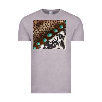 Vintage Zinc leopard and cowhide gemstone leather Vintage Tee - BarkalooDesign