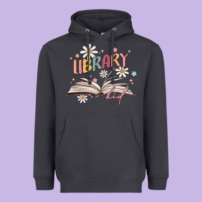 Library Kid Heavyweight Hoodie Designed By Maliassmallbusiness