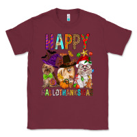 Burgundy Happy hallothankmas dog Classic Tee - FaDigitalArtStudio