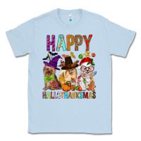 Dusty Blue Happy hallothankmas dog Classic Tee - FaDigitalArtStudio