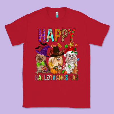 Happy Hallothankmas Dog Classic Tee Designed By Fadigitalartstudio