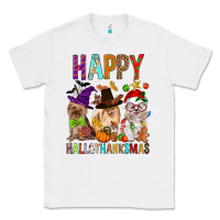 White Happy hallothankmas dog Classic Tee - FaDigitalArtStudio