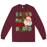 Burgundy I Love A Man With A Beard Long Sleeve Tee - FaDigitalArtStudio
