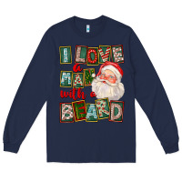 Navy I Love A Man With A Beard Long Sleeve Tee - FaDigitalArtStudio