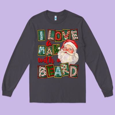 I Love A Man With A Beard Long Sleeve Tee Designed By Fadigitalartstudio