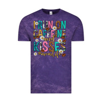Cloud Purple i run on caffeine and kisses mothers day Vintage Tee - texasbilliewilder