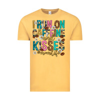 Vintage Mustard i run on caffeine and kisses mothers day Vintage Tee - texasbilliewilder