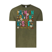 Vintage Olive i run on caffeine and kisses mothers day Vintage Tee - texasbilliewilder