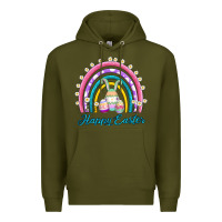 Army Green easter egg bunny rainbow Premium Hoodie - AdoDesignShop