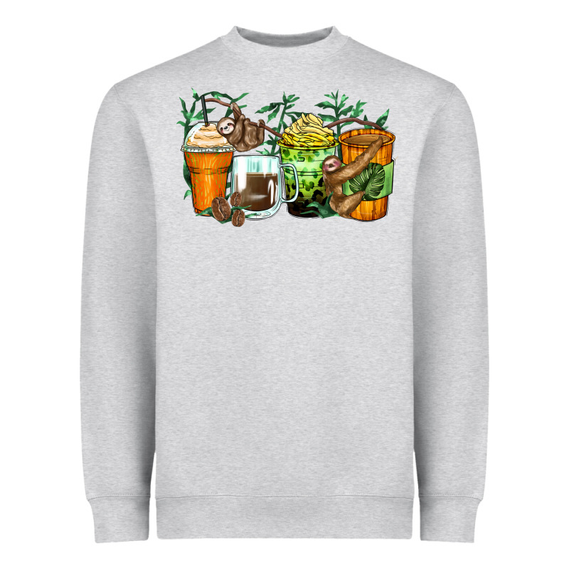 Sloth Coffee Cups Heavyweight Sweatshirt by Zillion Design Studio | Teevron