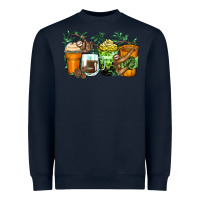 Navy sloth coffee cups Heavyweight Sweatshirt - Zillion Design Studio
