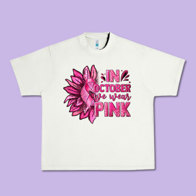 In October We Wear Pink Sunflower Urban Heavy Tee Designed By Texasbilliewilder