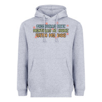 Heather Grey physically here mentally at home with my dog Heavyweight Hoodie - MaliasSmallBusiness