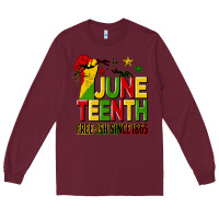Burgundy juneteenth fist free ish since 1865 Long Sleeve Tee - HRA Design Shop