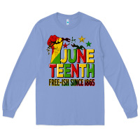 Colony Blue juneteenth fist free ish since 1865 Long Sleeve Tee - HRA Design Shop