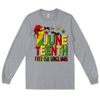 Heather Grey juneteenth fist free ish since 1865 Long Sleeve Tee - HRA Design Shop