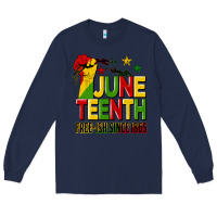 Navy juneteenth fist free ish since 1865 Long Sleeve Tee - HRA Design Shop