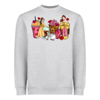 Heather Grey princess cartoon coffee cups Heavyweight Sweatshirt - Zillion Design Studio