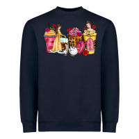 Navy princess cartoon coffee cups Heavyweight Sweatshirt - Zillion Design Studio