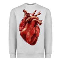 Heather Grey Anatomical heart Heavyweight Sweatshirt - RanaPortraitStore