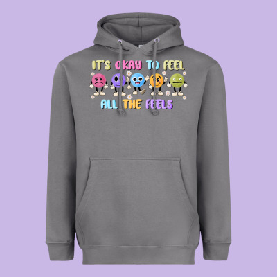 It's Okay To Feel All The Feels Heavyweight Hoodie Designed By Maliassmallbusiness