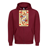 Burgundy love playing cards queen Zipper Hoodie - AdoDesignShop