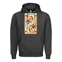 Charcoal Heather love playing cards queen Zipper Hoodie - AdoDesignShop