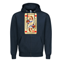 Navy love playing cards queen Zipper Hoodie - AdoDesignShop