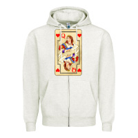 Oatmeal Heather love playing cards queen Zipper Hoodie - AdoDesignShop